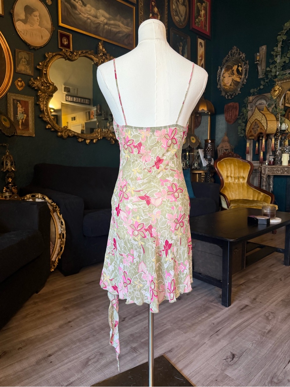 Y2K Hot Kiss Floral Asymmetrical Handkerchief Hem Dress - Picture 6 of 11